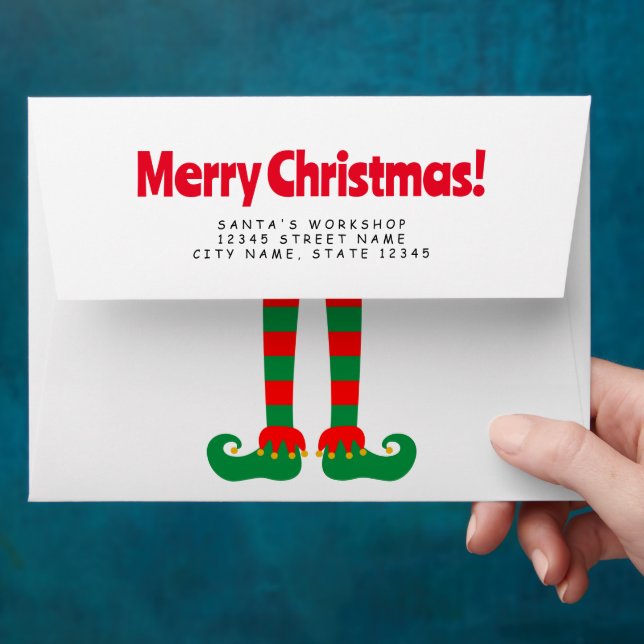 Funny elf feet Christmas envelopes for the Holiday (Hand)