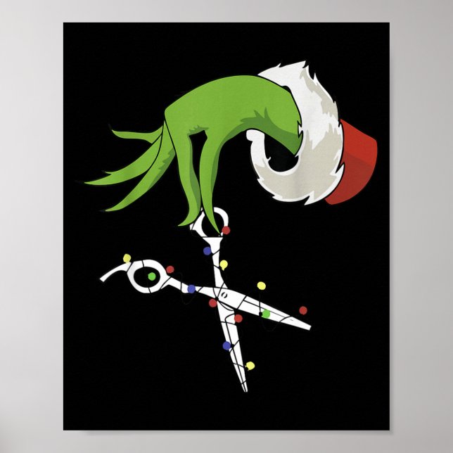 Funny Elf Hands Hair Stylist Hairdresser Scissor B Poster (Front)