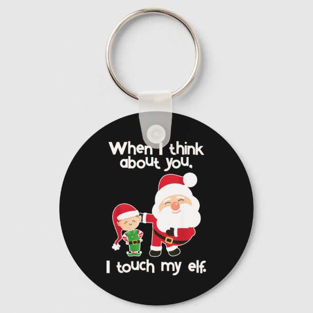 Funny Elf Inappropriate Adult Humor Christmas Gift Key Ring (Front)