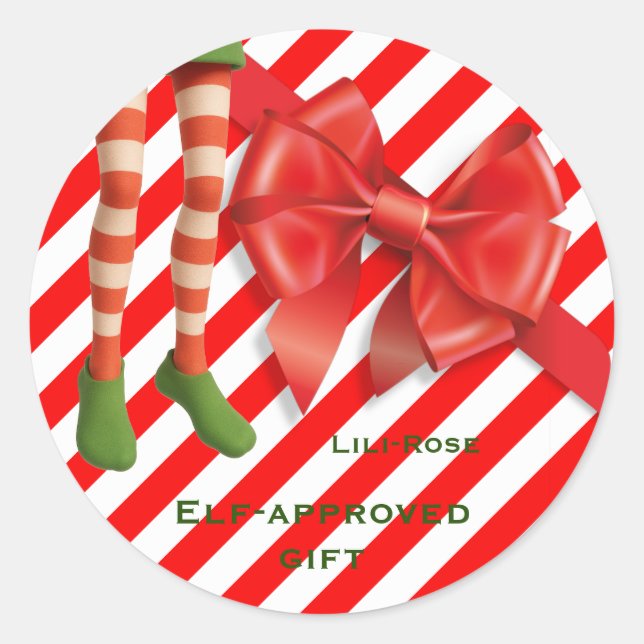 Funny Elf Legs Christmas | North Pole Mischief  Classic Round Sticker (Front)