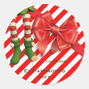 Funny Elf Legs Christmas North Pole Mischief Classic Round Sticker