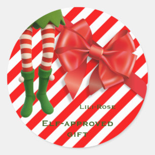 Funny Elf Legs Christmas North Pole Mischief Classic Round Sticker