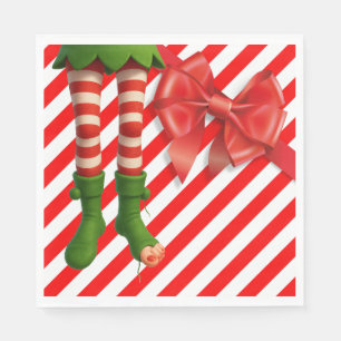 Funny Elf Legs Christmas   North Pole Mischief  Napkin