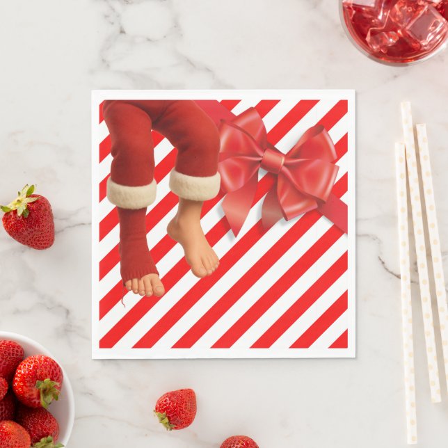 Funny Elf Legs Christmas | North Pole Mischief  Napkin (Insitu)