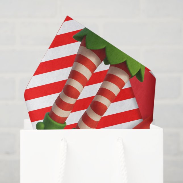 Funny Elf Legs Christmas | North Pole Mischief  Tissue Paper (Gift Bag)