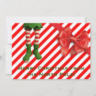 Funny Elf Legs Holiday Card   North Pole Mischief 