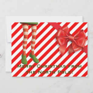 Funny Elf Legs Holiday Card   North Pole Mischief 