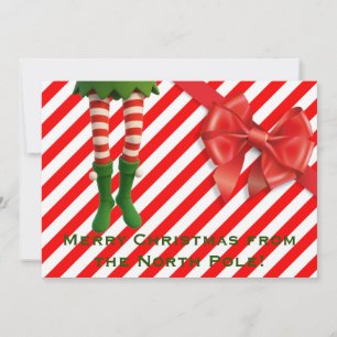Funny Elf Legs Holiday Card   North Pole Mischief 