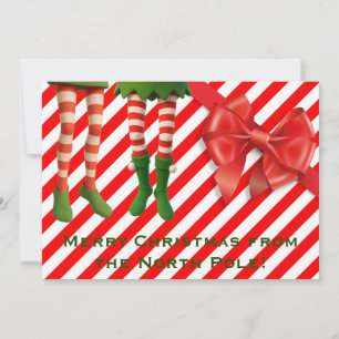 Funny Elf Legs Holiday Card North Pole Mischief