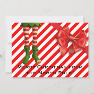 Funny Elf Legs Holiday Card   North Pole Mischief 