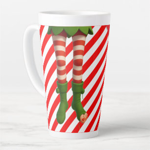 Funny Elf Legs Holiday Card   North Pole Mischief  Latte Mug