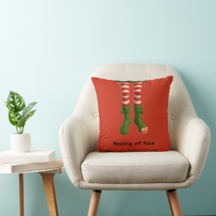 Funny Elf Legs   North Pole Christmas Humor Decor Cushion