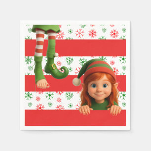 Funny Elf Legs   North Pole Fun Christmas Paper Na Napkin