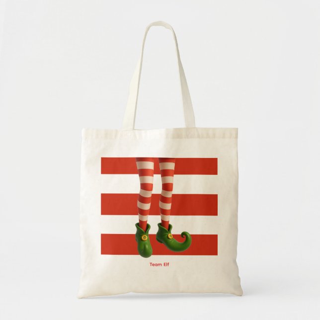 Funny Elf Legs | North Pole Fun Christmas Tote Bag (Front)