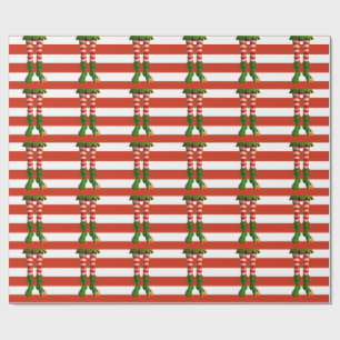 Funny Elf Legs North Pole Mischief Christmas Wrapping Paper