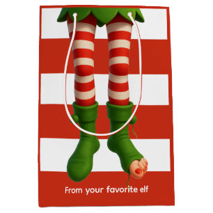 Funny Elf Legs North Pole Mischief Gift Wrap Medium Gift Bag