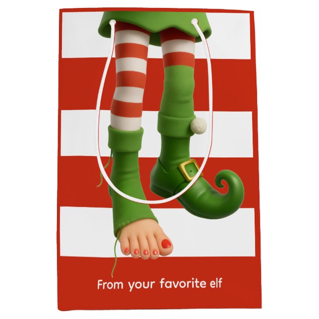 Funny Elf Legs | North Pole Mischief Gift Wrap  Medium Gift Bag (Front)
