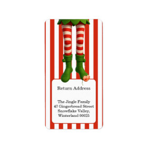 Funny Elf Legs   North Pole Mischief Return Addres Label