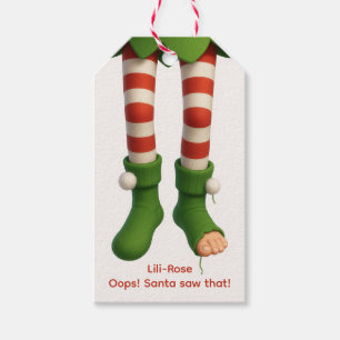 Funny Elf Legs North Pole Mischief Wrapping Gift Tags