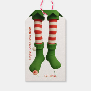 Funny Elf Legs North Pole Mischief Wrapping Gift Tags
