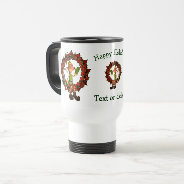 Funny Elf Personalised Christmas Holiday   Travel Mug (Front Left)