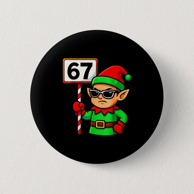 Funny Elf Six Seven 6 7 Meme Christmas Costume 67  6 Cm Round Badge (Front)