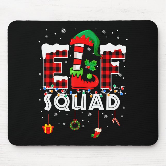 Funny Elf Squad Christmas Family Matching Pajamas  Mouse Mat (Front)