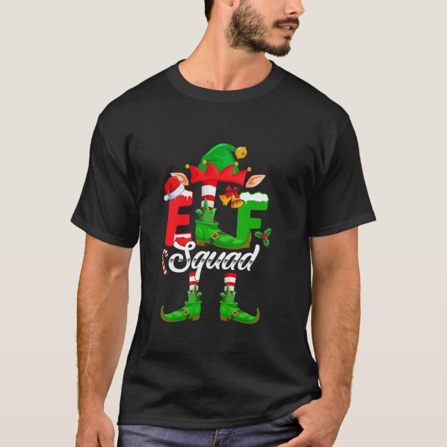 Funny Elf Squad Christmas Tree Lights Christmas Pa T-Shirt (Front)