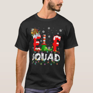 Funny Elf Squad Christmas Tree Lights Xmas PJS Gir T-Shirt