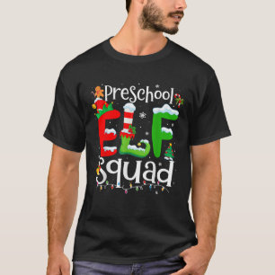 Funny Elf Squad Preschool Teacher Christmas Child T-Shirt