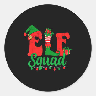 Funny Elf Squad Santa Hat Family Matching Christma Classic Round Sticker