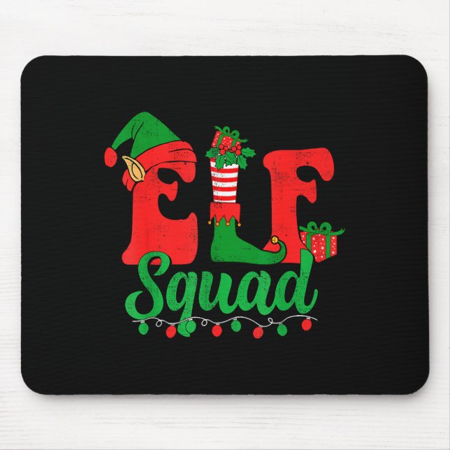 Funny Elf Squad Santa Hat Family Matching Christma Mouse Mat (Front)