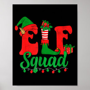Funny Elf Squad Santa Hat Family Matching Christma Poster