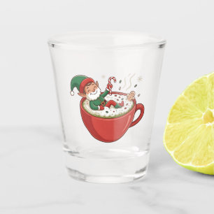 Funny Elf Taking Bathub on Matcha Drink Shot Glass