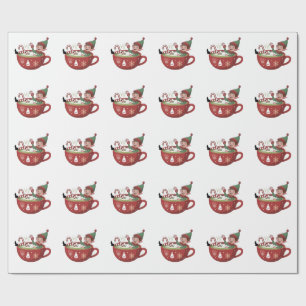 Funny Elf Taking Matcha Bathub Christmas Wrapping Paper