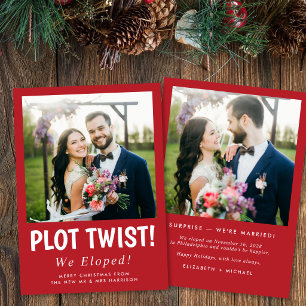 Funny Elopement Newlywed Photo Christmas Holiday Card