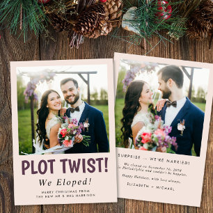Funny Elopement Newlywed Photo Christmas Holiday Card