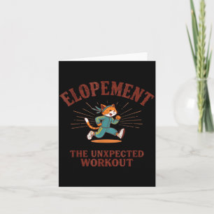 Funny Elopement Running Cat Wedding Humour Fitness Card