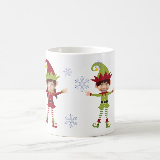 Funny Elves Cute Custom Kids Photos Christmas Coffee Mug (Center)