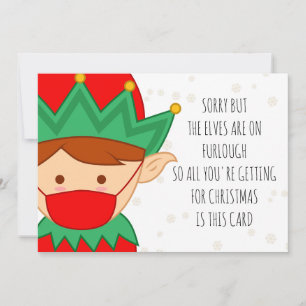 Funny Elves on Furlough Happy Christmask Covid Holiday Card