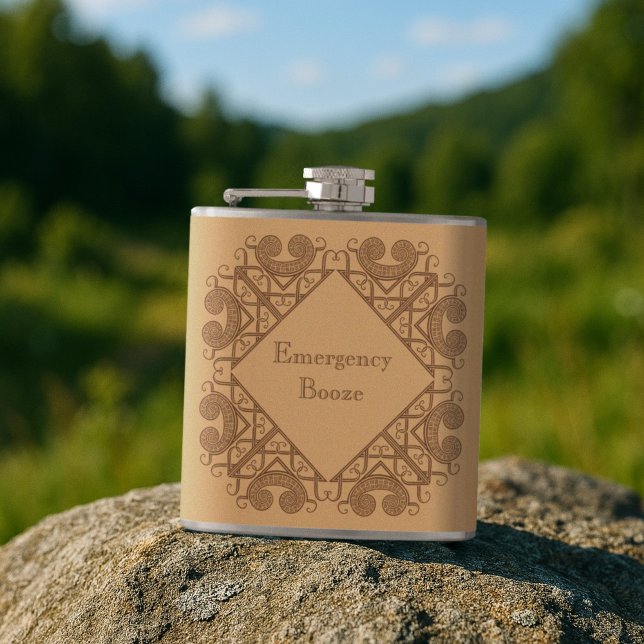 Funny Emergency Booze Add Your Text Celtic Style Hip Flask (Creator Uploaded)