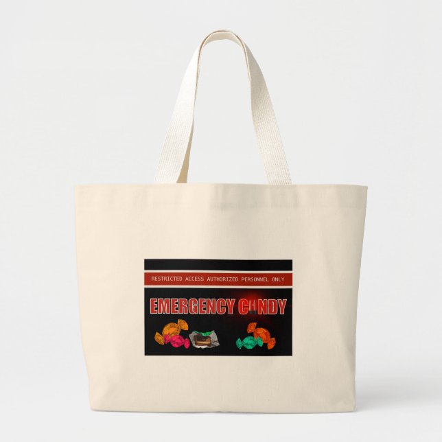  Funny Emergency Candy Safety First Large Tote Bag (Front)