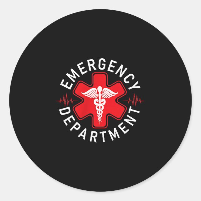 Funny Emergency Department Emergency Room Nurse Ed Classic Round Sticker (Front)