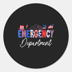 Funny Emergency Department Er Nurse Usa Flag 4th O Classic Round Sticker