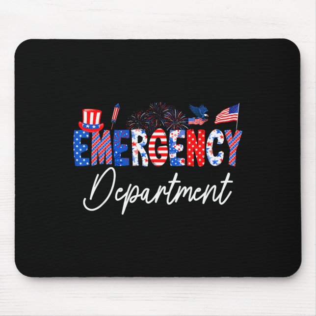 Funny Emergency Department Er Nurse Usa Flag 4th O Mouse Mat (Front)