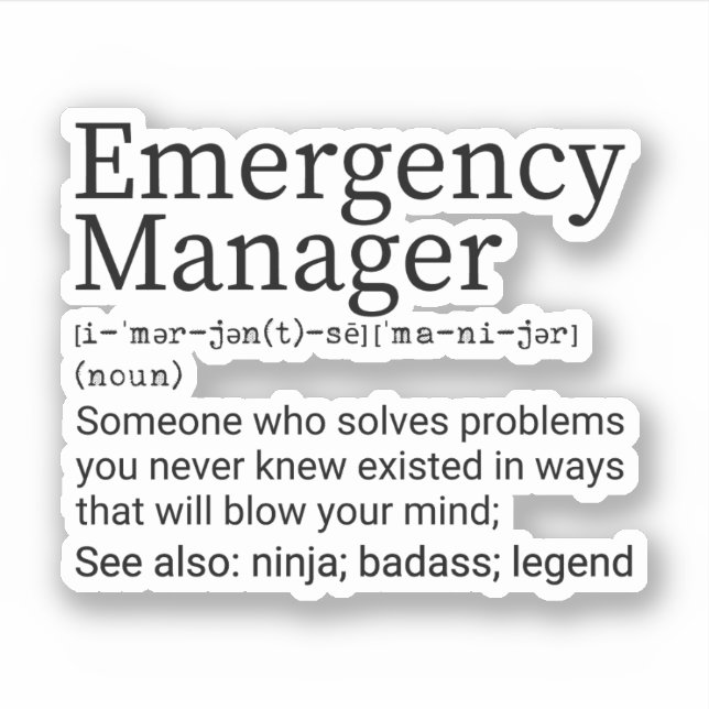 Funny Emergency Manager Definition (Front)
