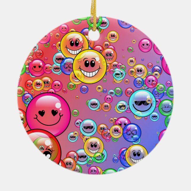 Funny Emoji Bubbles Ceramic Tree Decoration (Back)