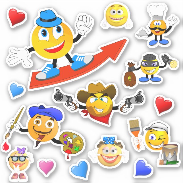 Funny emoji characters Custom-Cut Vinyl Sticker (Front)