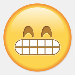 Funny emoji glossy round sticker