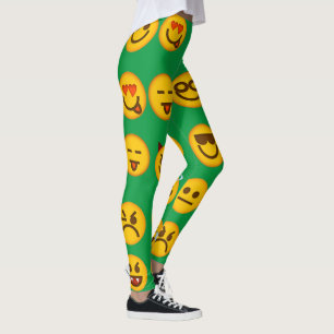 Funny Emoji Leggings - Cute Green Statement Style